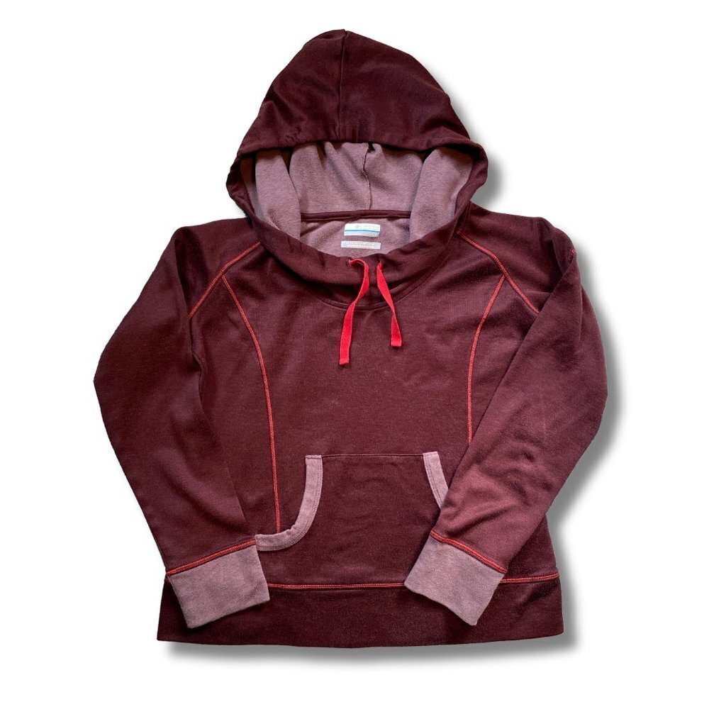 Columbia Women’s Pullover Omni Wick Cowl Neck Hoodie Dark Red Size Large GUC
